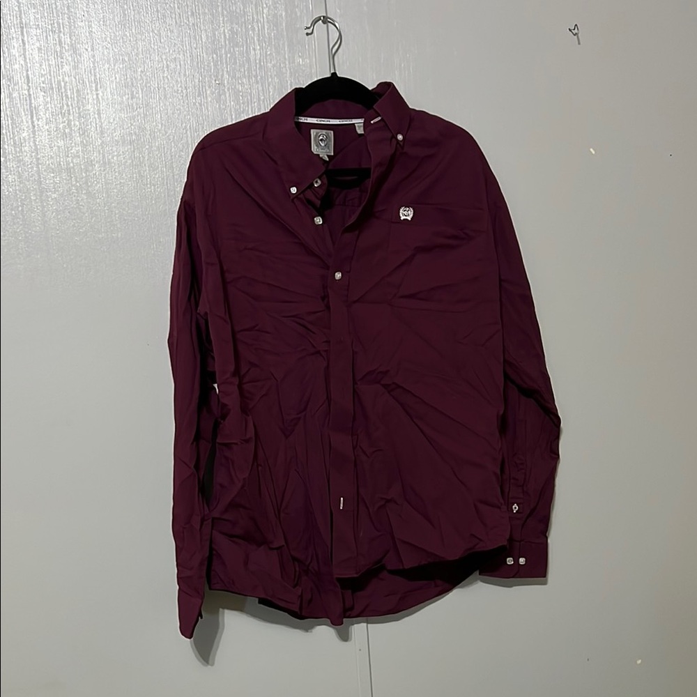 Men's Maroon Button-Up Jacket